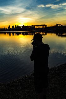 美国，波士顿，城堡岛，日落，灯光，摄像机，镜子，城市