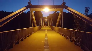 桥, 科隆, 夜, 大力神山, 媒体公园, 离, 钢梁, 栏杆