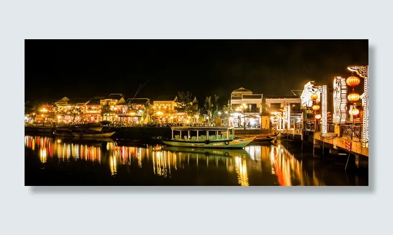 船公园，码头，夜间，晚上，海安，越南，建筑，古代