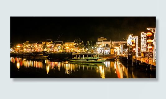 船公园，码头，夜间，晚上，海安，越南，建筑，古代