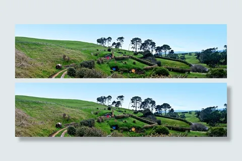 新西兰，霍比特顿电影集，指环王，电影集，树木，丘陵，洛特，霍比特