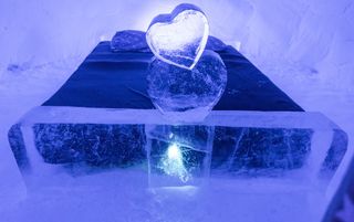特写照片, 清晰, 心形冰, 雪酒店, 希尔克内斯, 挪威, 酒店房间, 冰雕