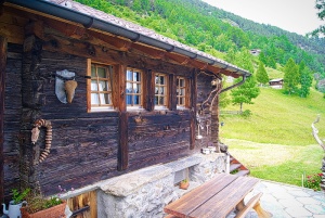 小屋、木材、山脉、自然、瑞士、春天、温暖、旅行