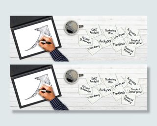 持笔人、公司、图纸、笔、纸、箭头、成功、草图