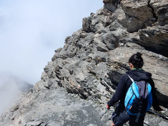 rocciamelone，山，阿尔卑斯山，小径，徒步旅行，登山，云，雾