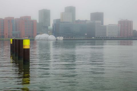 鹿特丹、瑞恩黑文、水、系泊、建筑、景观、雾、建筑外部