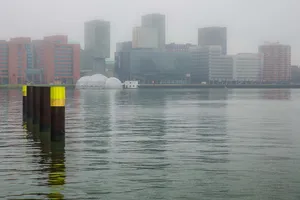 鹿特丹、瑞恩黑文、水、系泊、建筑、景观、雾、建筑外部