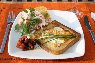 三明治、鸡蛋、海鲜、方形、白色、陶瓷、盘子、吐司