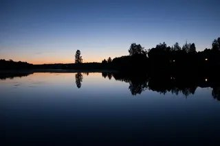 黎明，黄昏，黄昏，湖泊，风景，光线，镜子，月亮