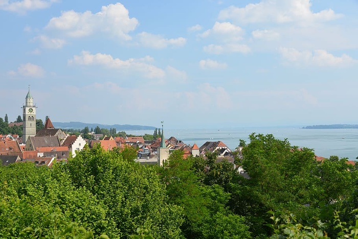 überlingen，康斯坦斯湖，城市，天空，湖泊，太阳，水，夏天