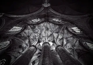 建筑、建筑、基础设施、教堂、大教堂、天花板、穹顶、黑白