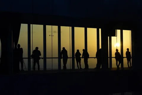 剪影，人物，日落，黑色，对比，harukas 300，大阪，日本