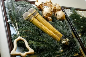 圣诞节、装饰品、冬天、金色、庆典、背景、颜色、松木