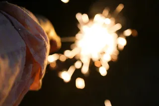 新年, 烟花, 孩子, 睡衣, 一个人, 夜, 特写, 照亮