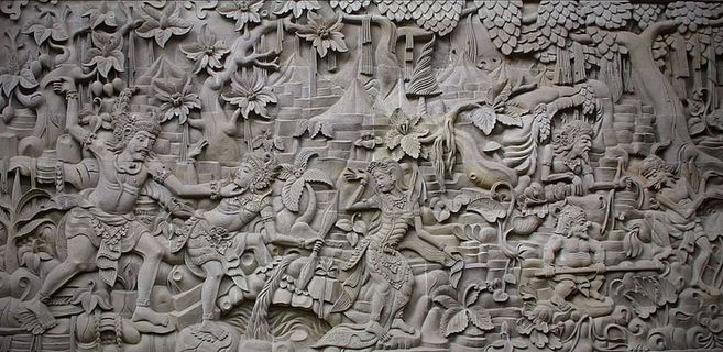 巴厘岛，巴厘岛，印度教，印度教，石头，雕刻，罗摩衍那，全框架