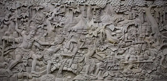 巴厘岛，巴厘岛，印度教，印度教，石头，雕刻，罗摩衍那，全框架