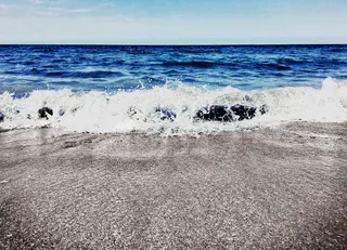 美国，霍布湾，海，水，海滩，地平线，水面上的地平线，陆地