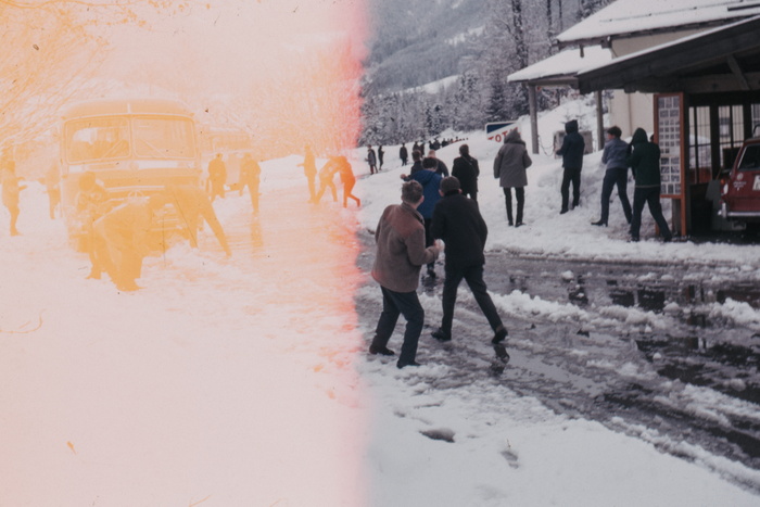 自然，人，人，风暴，户外，冬天，雪，暴风雪