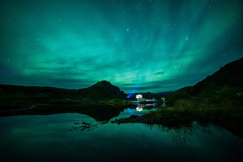 极光、全景、摄影、山脉、天空、夜晚、星星、北极光 极光、全景、摄影、山脉、天空、夜晚、星星、北极光