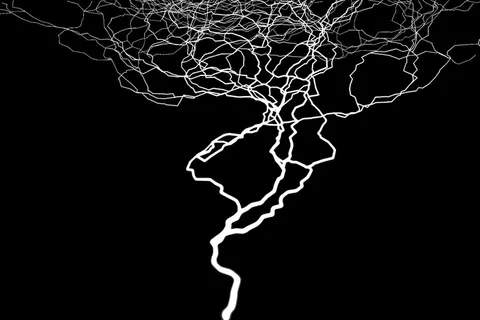 闪光、黑色、雷雨、电、放电、闪电、高压、人工雷电