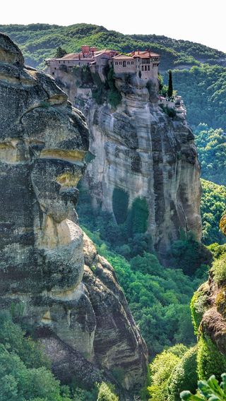 meteora、修道院、希腊、东正教、洛克、希腊、旅游目的地、山脉