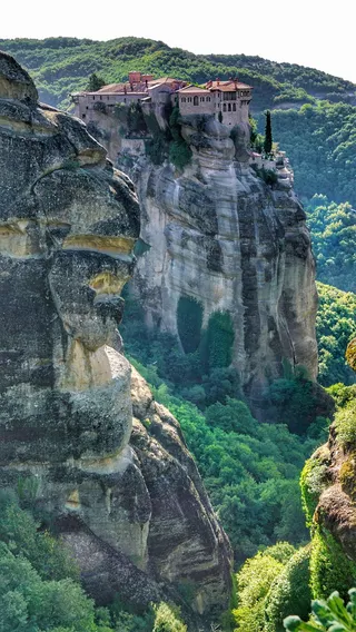 meteora、修道院、希腊、东正教、洛克、希腊、旅游目的地、山脉