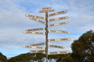 标志，路标，方向，箭头，方向，通信，文本，天空