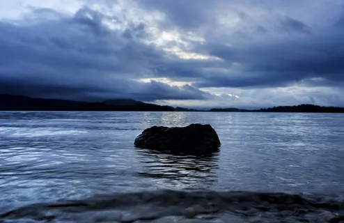 洛蒙湖，英国，岩石，日出，山脉，云，风暴，蓝色