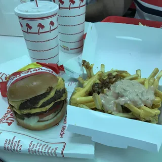 美国，天堂，进进出出，薯条，汉堡，快餐，食品和饮料，食品