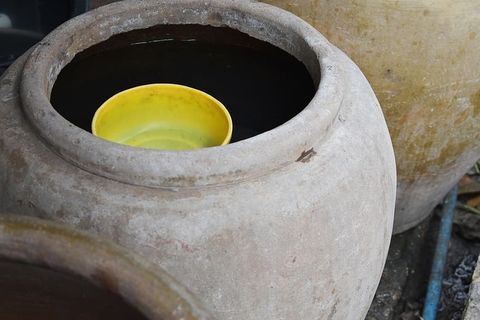 泰国，乌邦ratchathani，雨，陶器，商店，陶器，碗，水泥