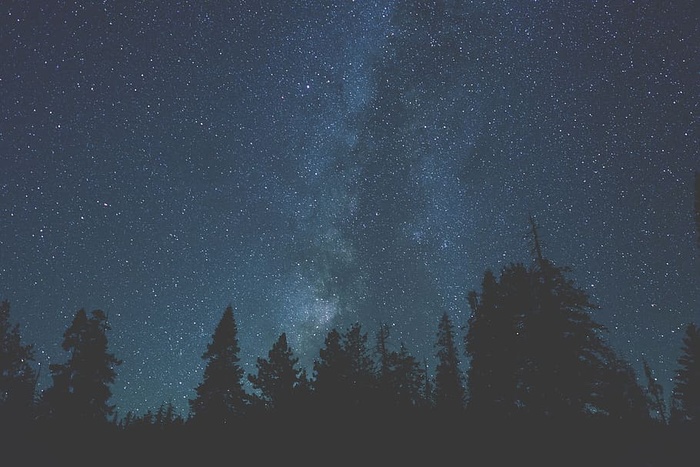 加利福尼亚州约塞米蒂山谷夜空中星星的长曝光照片