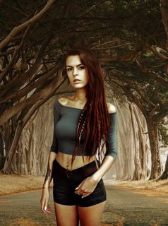 妇女, 灰色, 裁剪上衣, 黑色, 短裤照片, 女性, 模型, 美