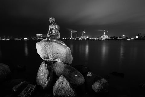 丹麦，小美人鱼，德马克，旅行，夜晚，童话，水，天空