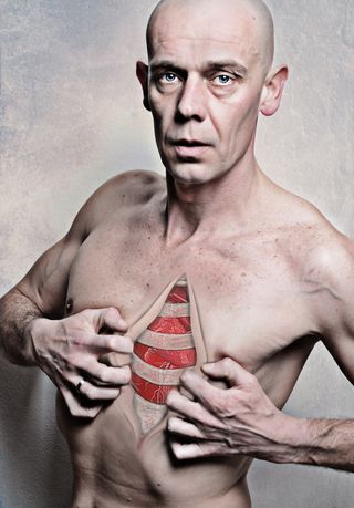 男人，展示，身体，肖像，男人，心，爱，人