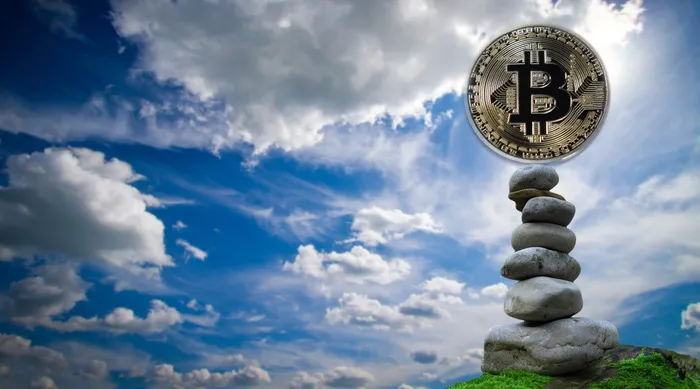 堆叠、石头、云、天空、稳定性、比特币、尊重、金钱