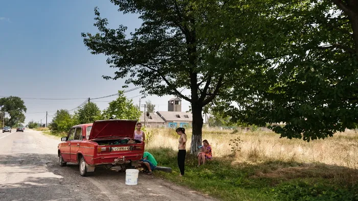 汽车，故障，Lada，路边，红色，汽车，汽车故障，车辆