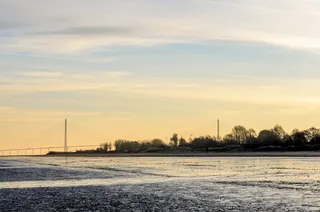 海滩、海洋、大海、河口、法国、港口、诺曼底大桥、大桥