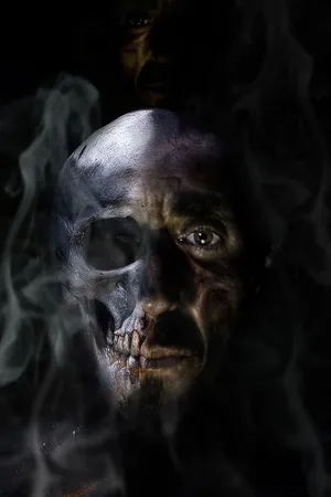 人类，脸半骷髅壁纸，恐怖，怪物，照片蒙太奇，照片操作，死亡，肖像