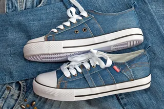 运动鞋，运动鞋，牛仔裤，蓝色，健身，时尚，铆钉，形象