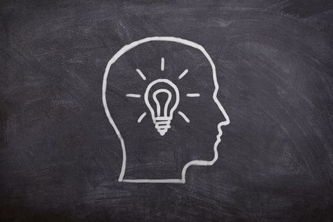 剪影，板，画，粉笔，人，想法，头，人