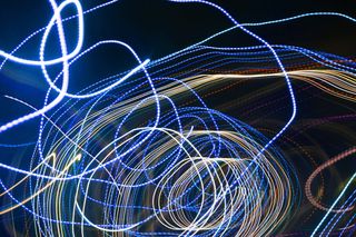 蓝色，波基色，模糊的灯光，光绘，明亮，有光泽，效果，五颜六色