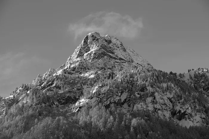 山地、b-w、景观、山丘、夏蒙尼、天空、岩石、自然