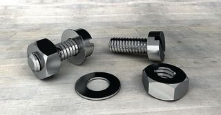 两个灰色螺栓，螺钉，螺纹，工艺，母材，金属，六角螺母，金属螺纹