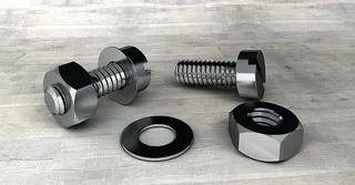 两个灰色螺栓，螺钉，螺纹，工艺，母材，金属，六角螺母，金属螺纹