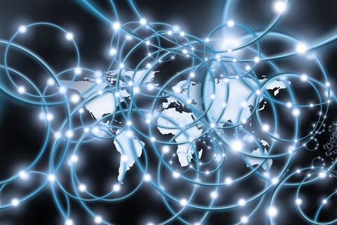 世界地图、圆形插图、网络、行星、地球、大陆、宇宙、背景