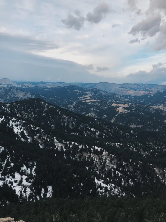 在美国，博尔德，山脉，科罗拉多，树木，山脉，山谷，冬季
