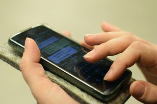 电话、手、触摸、技术、公司、连接、无线、显示设备