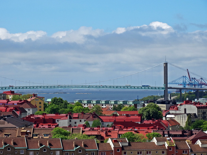 哥德堡, älvsborgsbron, 视图, 海, 兄弟, 城市景观, 建筑, 著名的地方