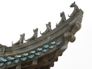 灰色建筑屋顶，中国风，建筑，屋檐，屋顶，亚洲风格，寺庙，低角度视图