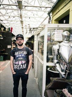 酷，旧货店，男人，年轻人，男人，肖像，人